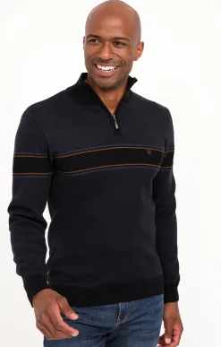 Pulls & Gilets<Armand Thiery Pull col montant rayé - Marine