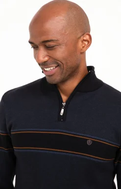 Pulls & Gilets<Armand Thiery Pull col montant rayé - Marine