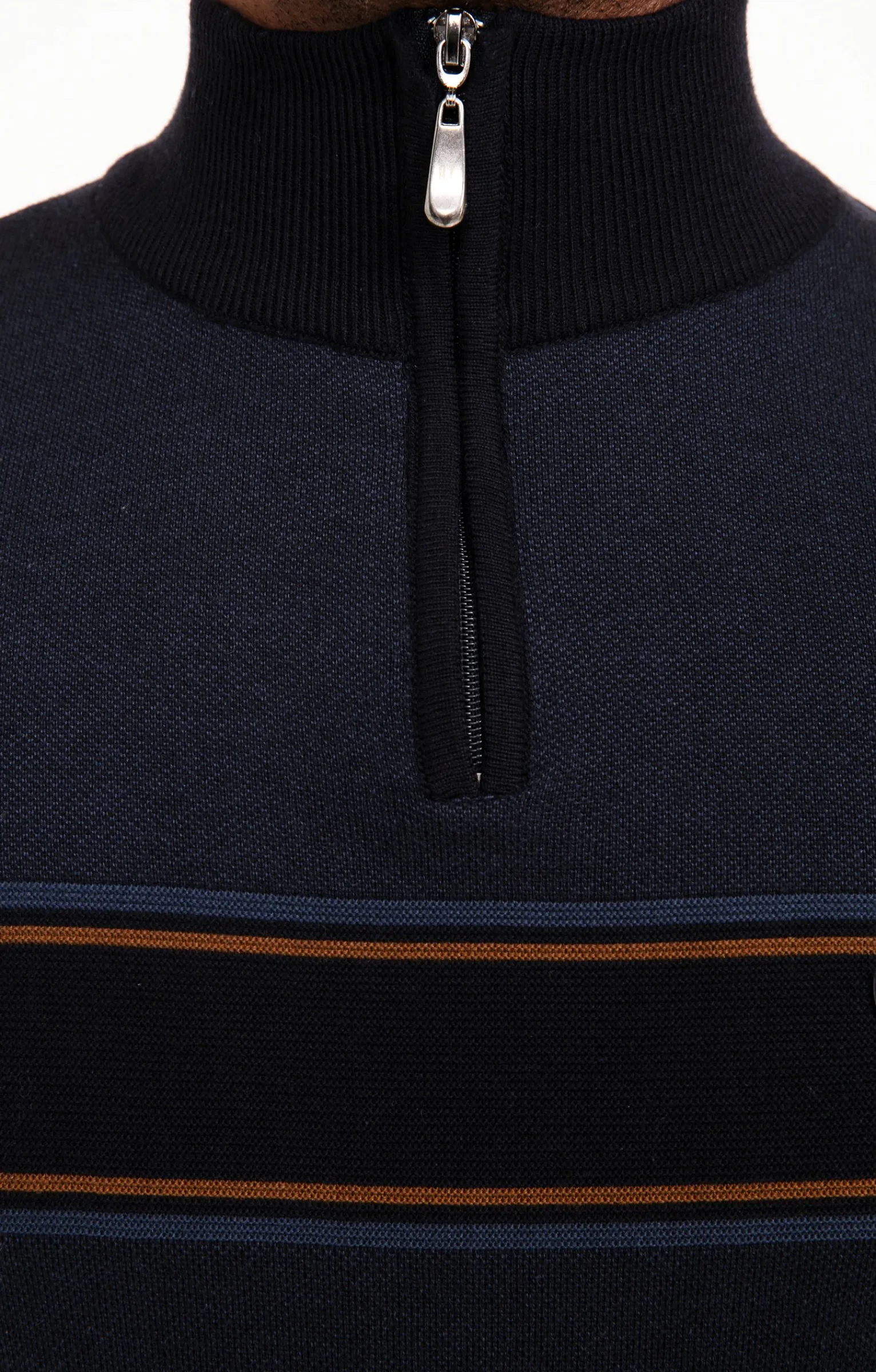 Pulls & Gilets<Armand Thiery Pull col montant rayé - Marine