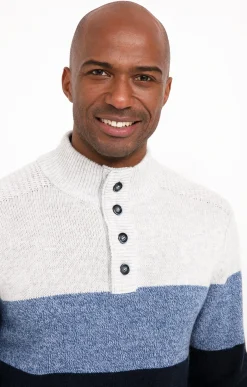 Pulls & Gilets<Armand Thiery Pull col montant rayé - Bleuciel