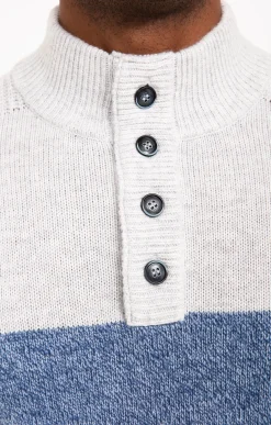 Pulls & Gilets<Armand Thiery Pull col montant rayé - Bleuciel