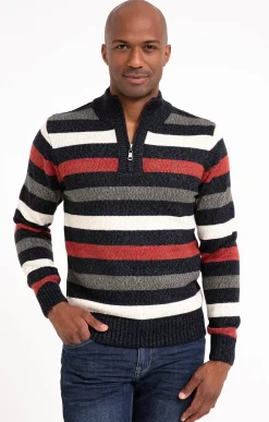 Pulls & Gilets<Armand Thiery Pull col montant rayé all over - Écru