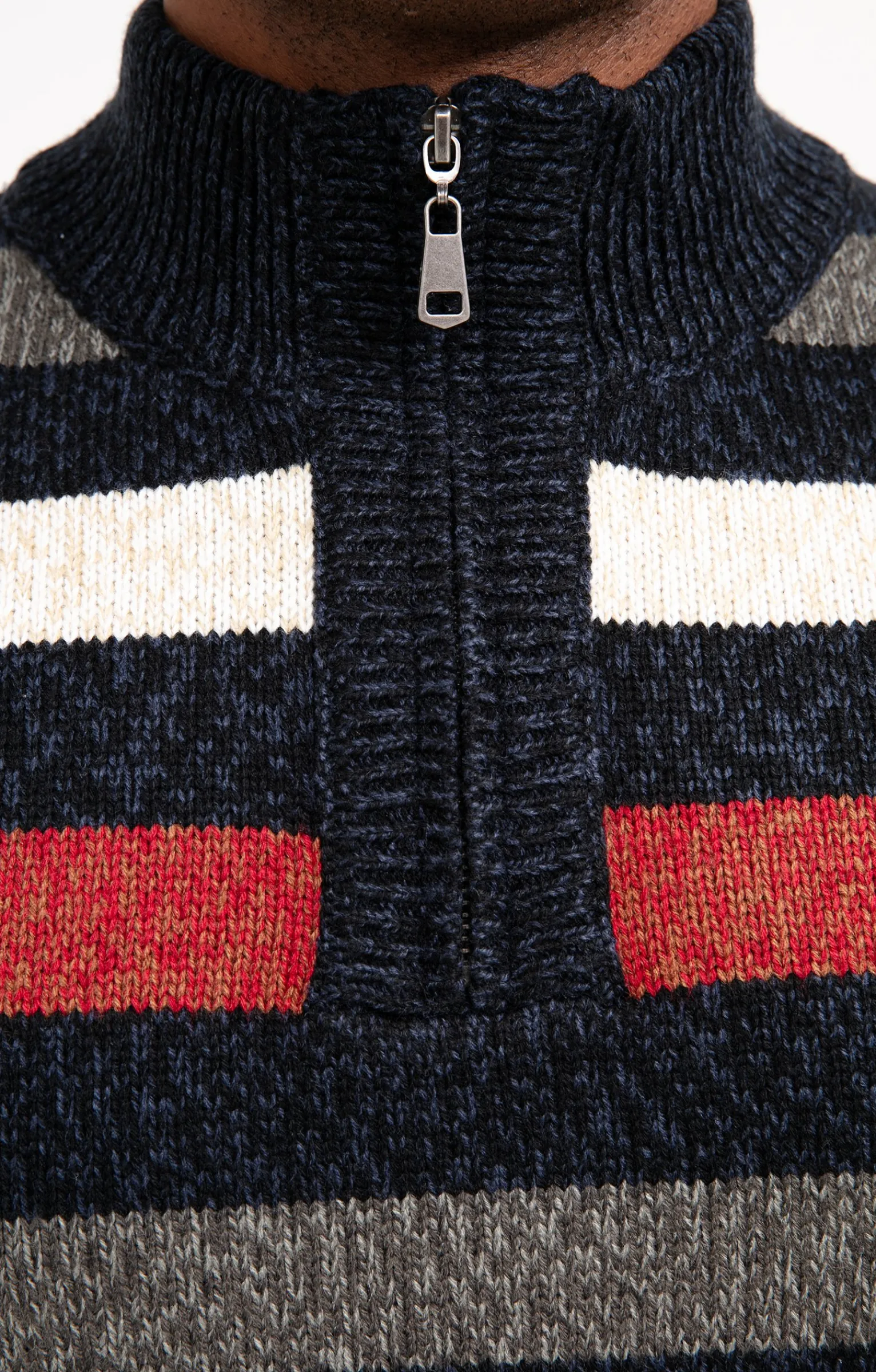 Pulls & Gilets<Armand Thiery Pull col montant rayé all over - Écru