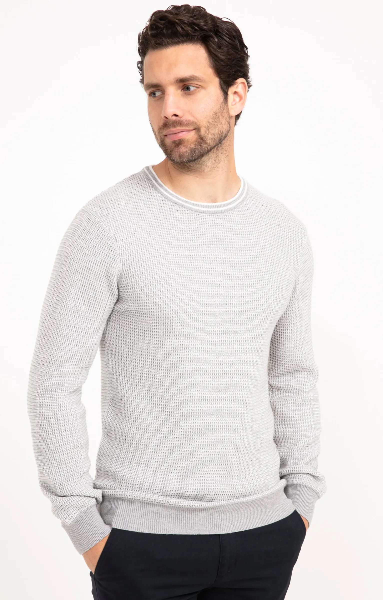 Pulls & Gilets<Armand Thiery Pull col rond gaufré - Grisclair