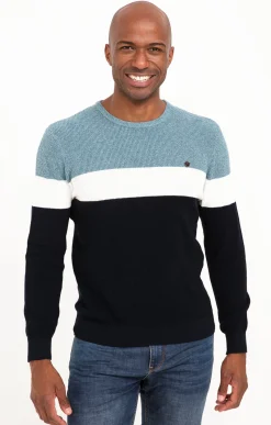 Pulls & Gilets<Armand Thiery Pull col rond rayé - Bleu