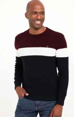 Pulls & Gilets<Armand Thiery Pull col rond rayé - Bordeaux