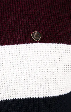 Pulls & Gilets<Armand Thiery Pull col rond rayé - Bordeaux