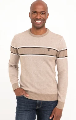 Pulls & Gilets<Armand Thiery Pull col rond rayé - Beige