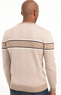 Pulls & Gilets<Armand Thiery Pull col rond rayé - Beige