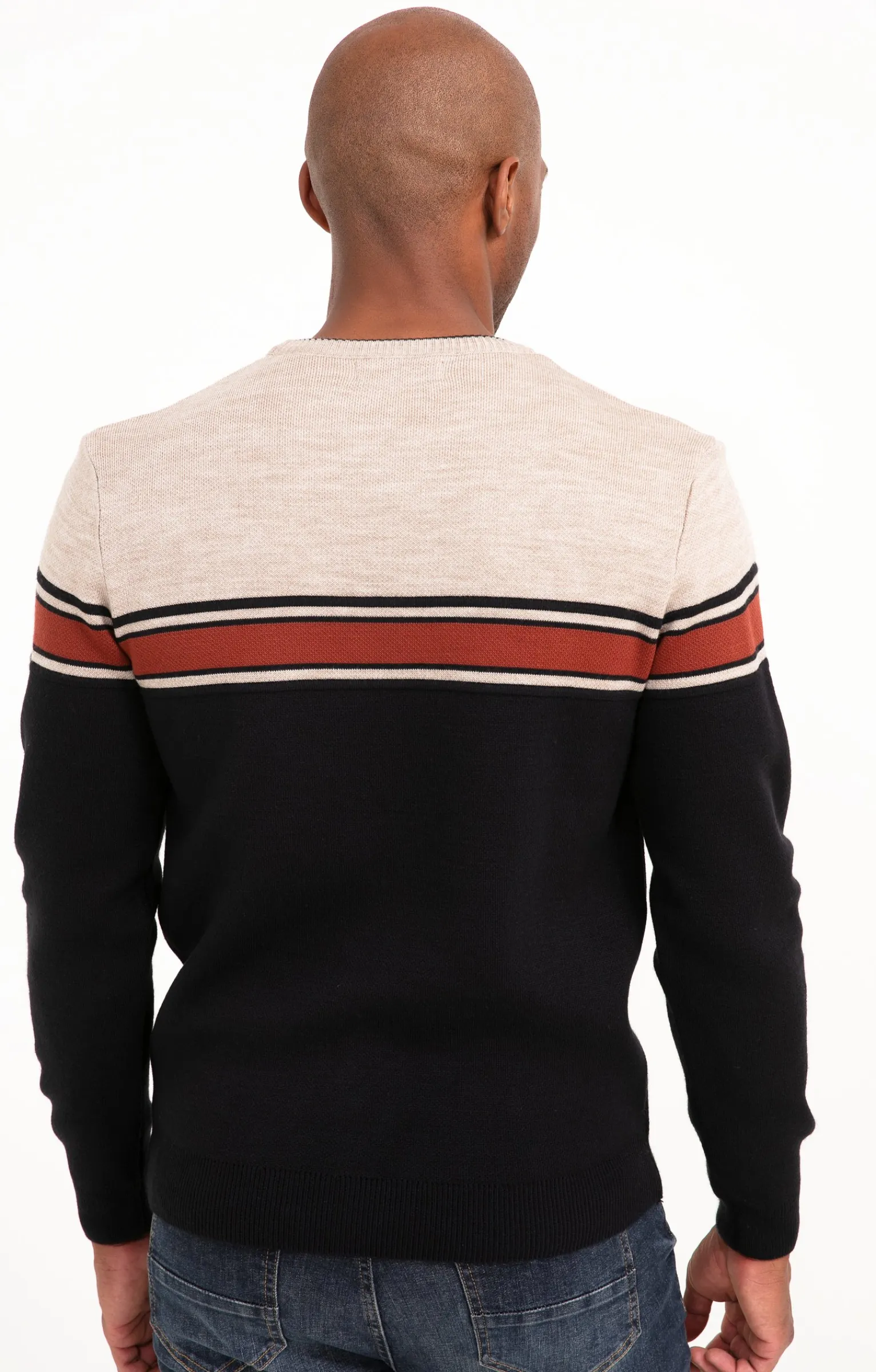 Pulls & Gilets<Armand Thiery Pull col rond rayé - Brique