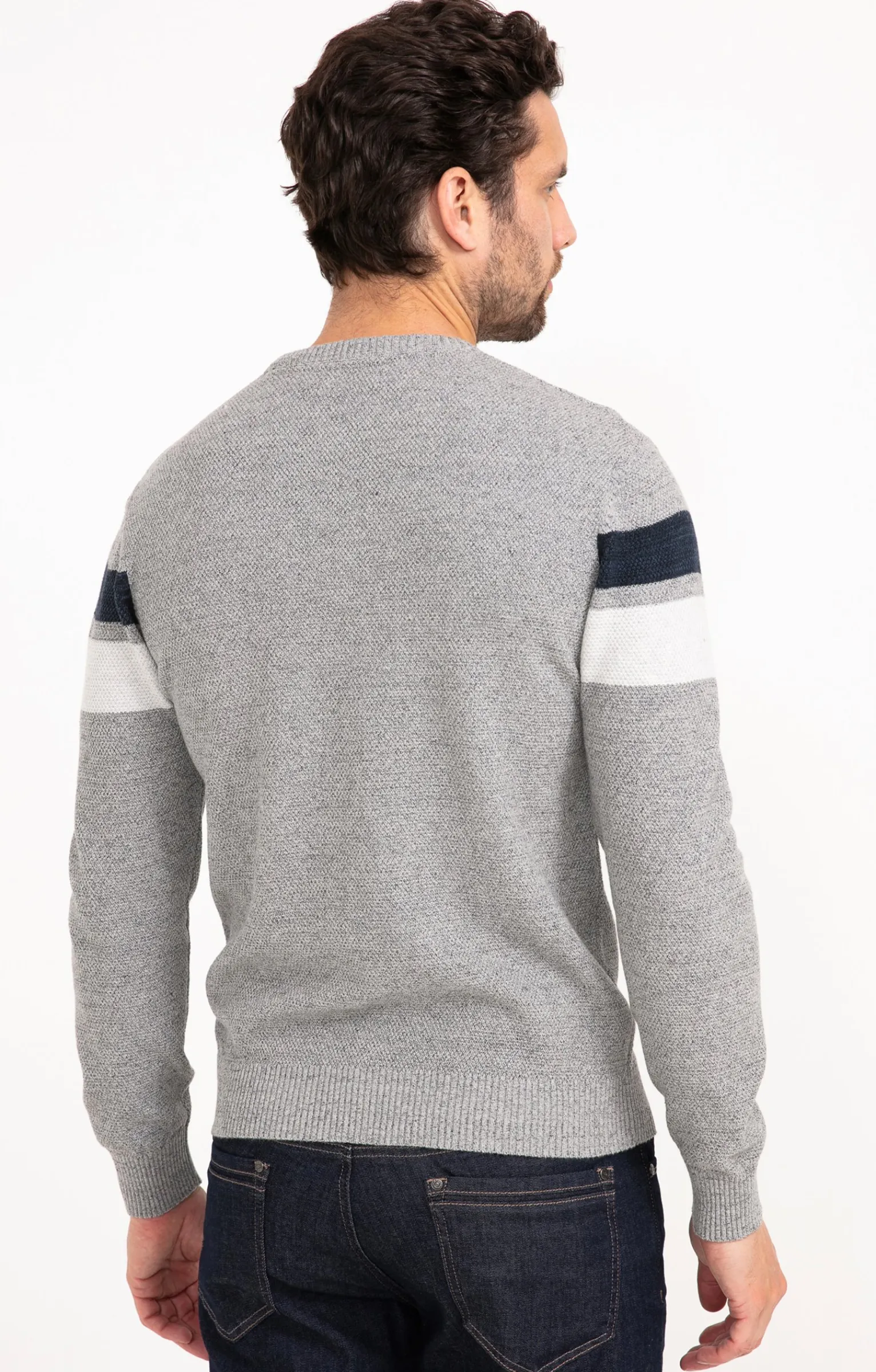 Pulls & Gilets<Armand Thiery Pull col rond rayé - Grisclair