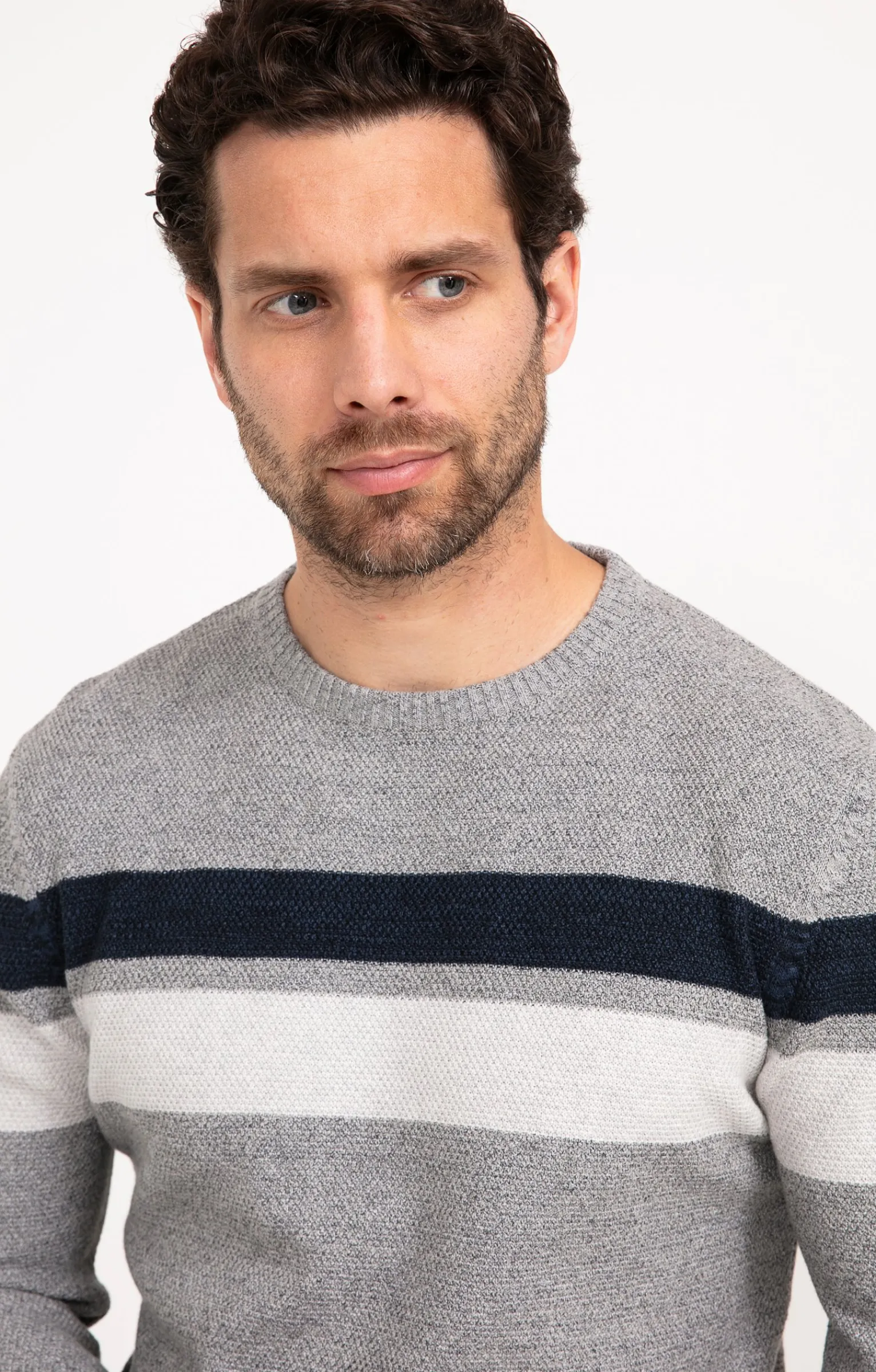 Pulls & Gilets<Armand Thiery Pull col rond rayé - Grisclair