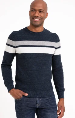 Pulls & Gilets<Armand Thiery Pull col rond rayé - Marine