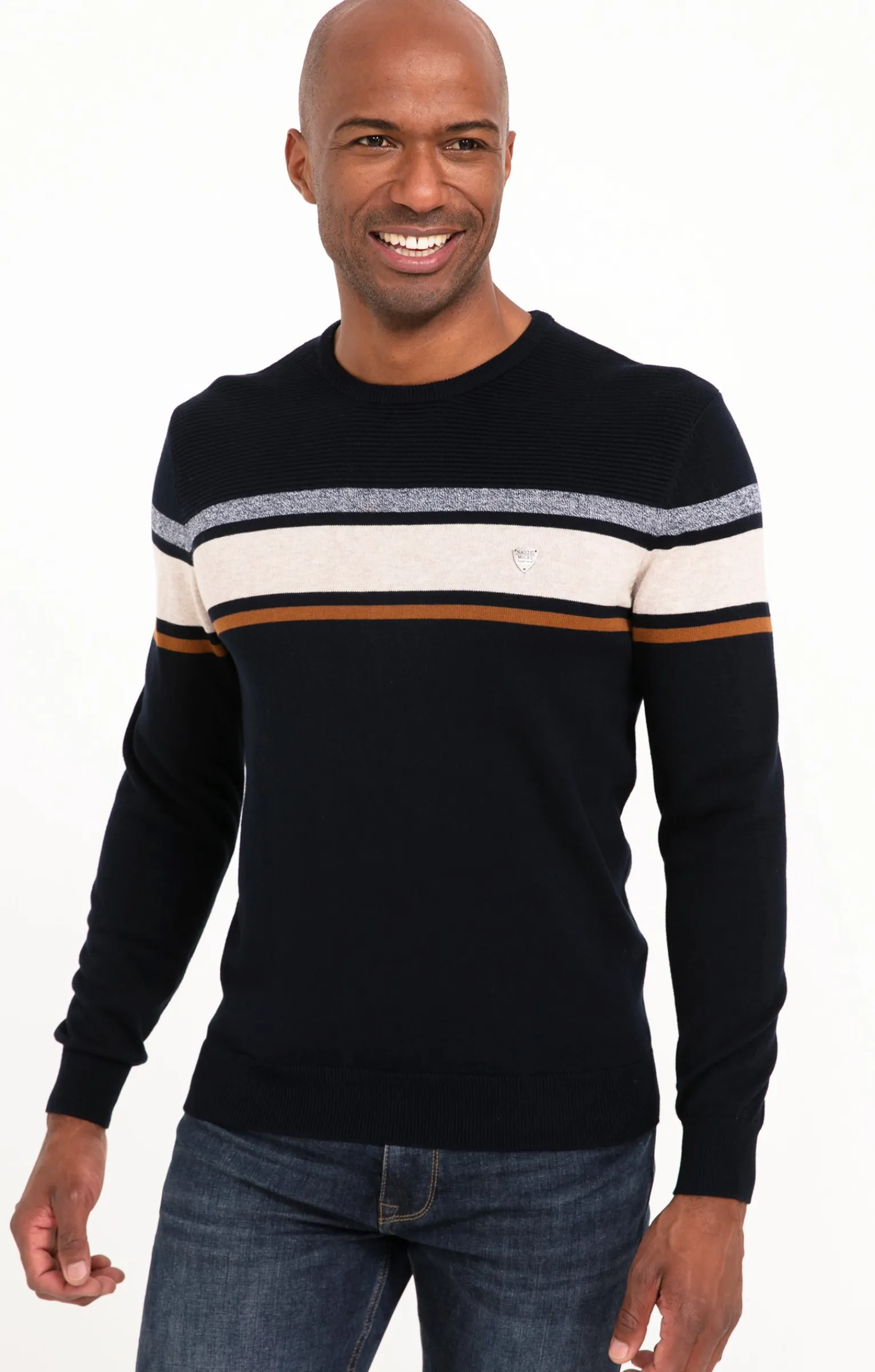 Pulls & Gilets<Armand Thiery Pull col rond rayure placée - Marine