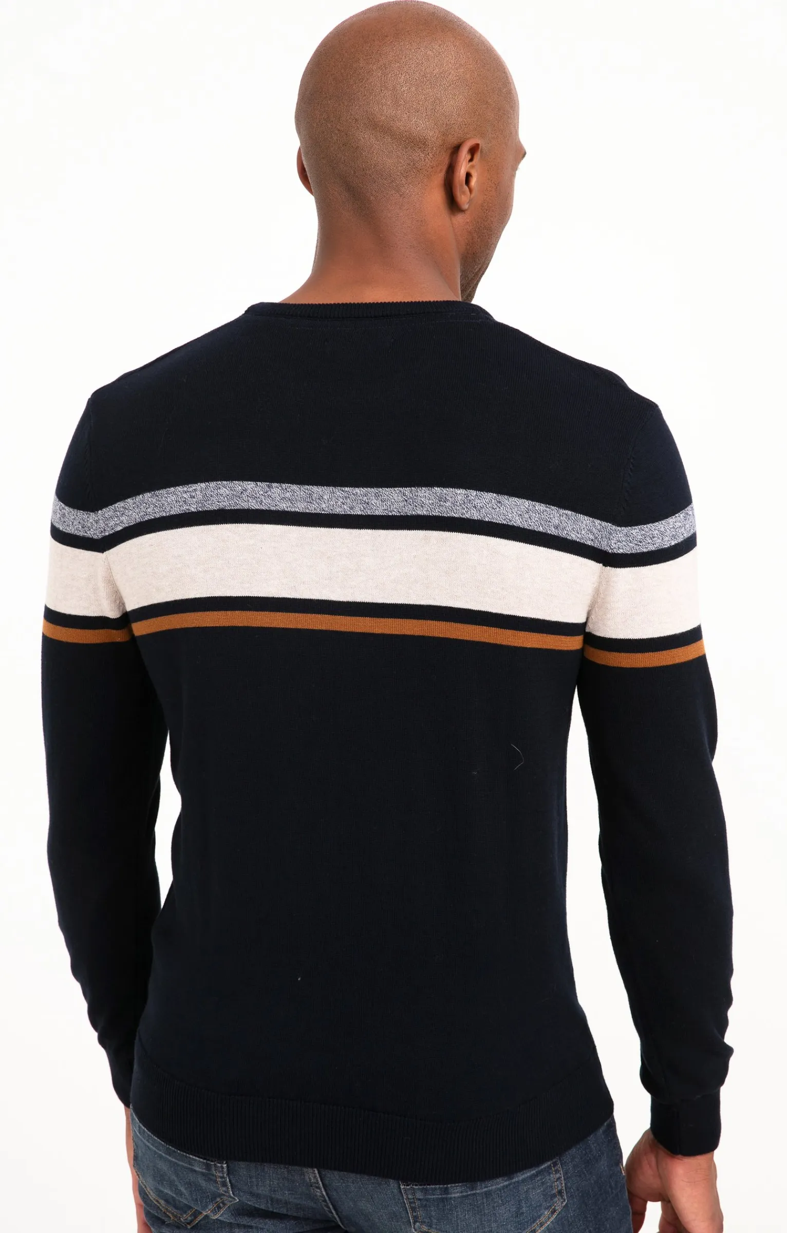 Pulls & Gilets<Armand Thiery Pull col rond rayure placée - Marine