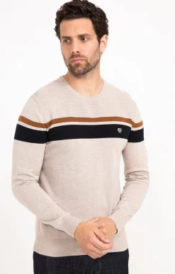 Pulls & Gilets<Armand Thiery Pull col rond rayure placée - Beige