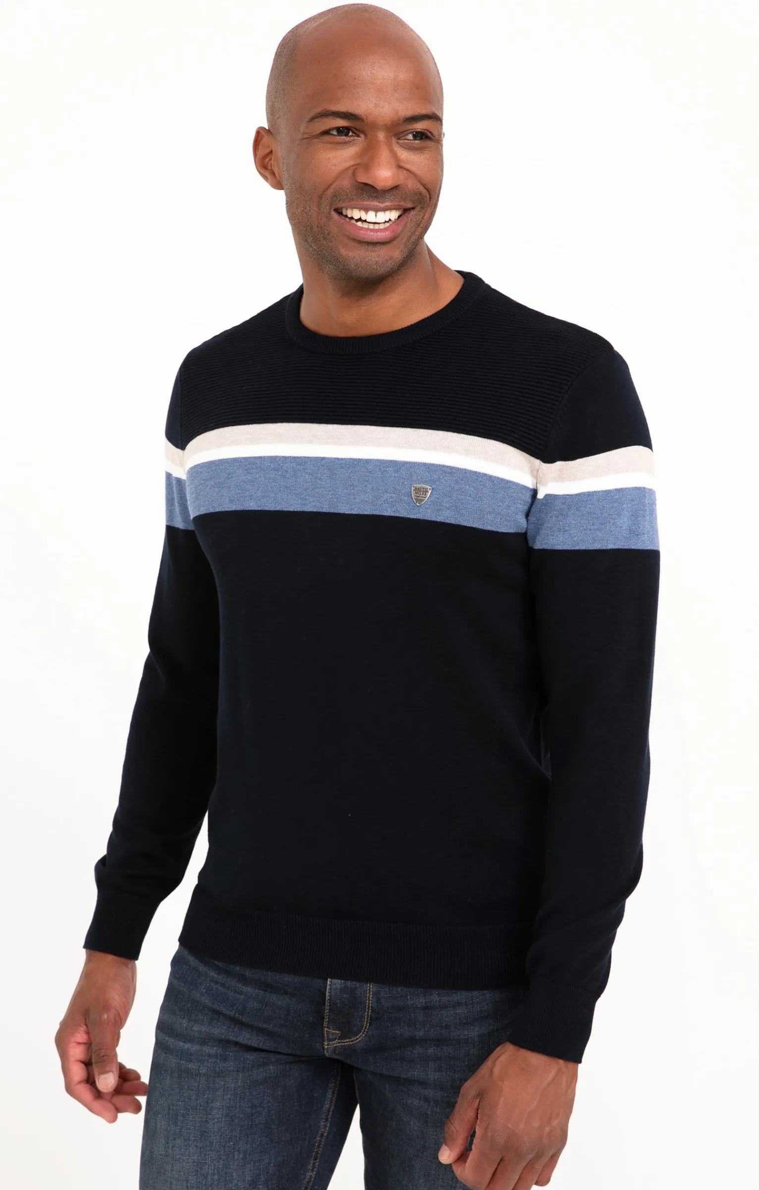 Pulls & Gilets<Armand Thiery Pull col rond rayure placée - Marine