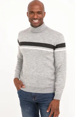 Pulls & Gilets<Armand Thiery Pull col roulé rayé - Grisclair