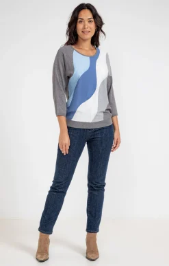 Pulls & Cardigans<Armand Thiery Pull color block - Indigo