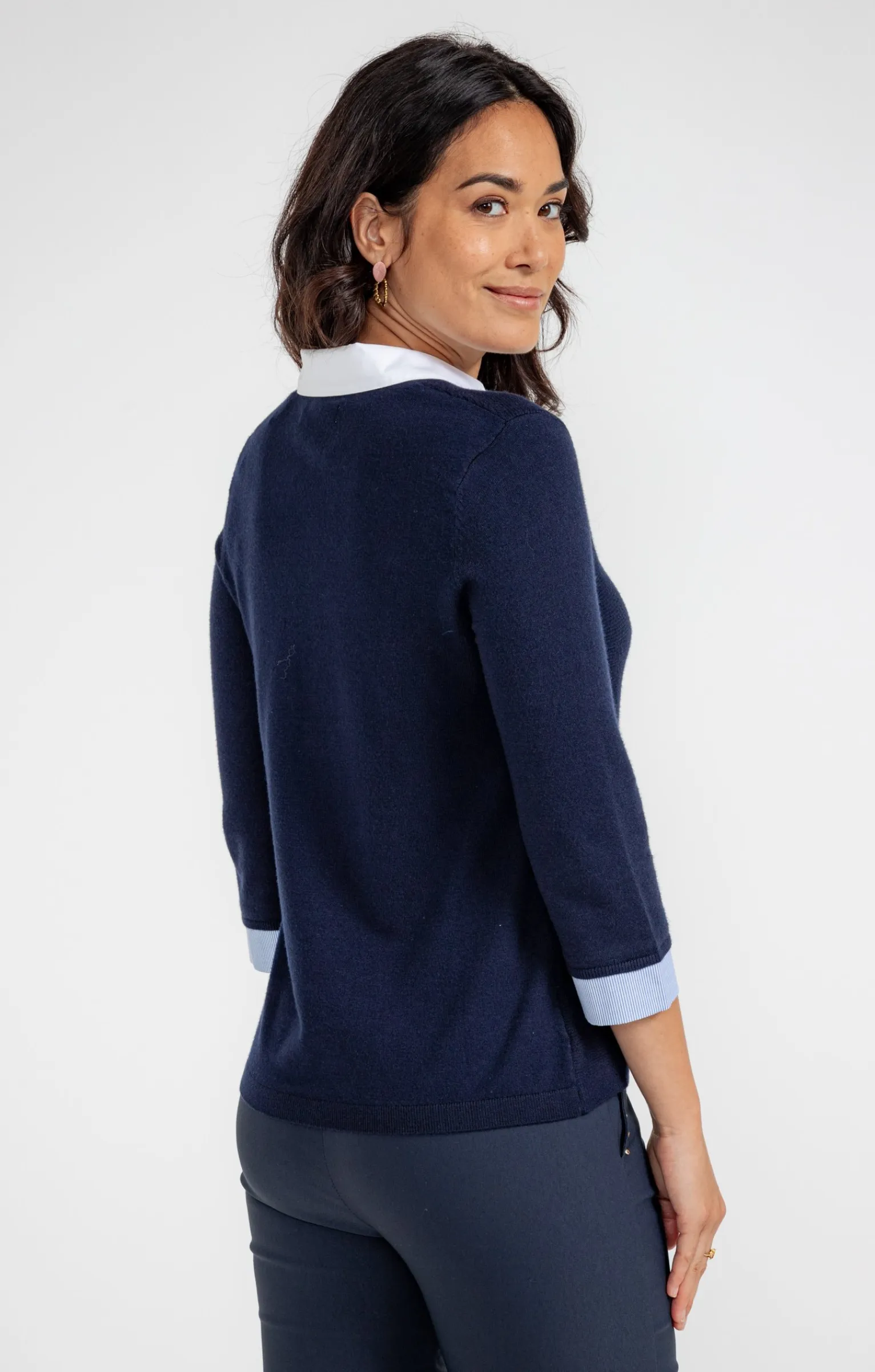 Pulls & Cardigans<Armand Thiery Pull 2-en-1 bicolore avec strass - Marine