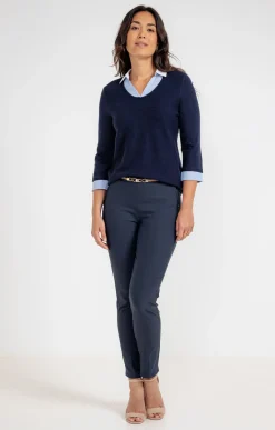 Pulls & Cardigans<Armand Thiery Pull 2-en-1 bicolore avec strass - Marine