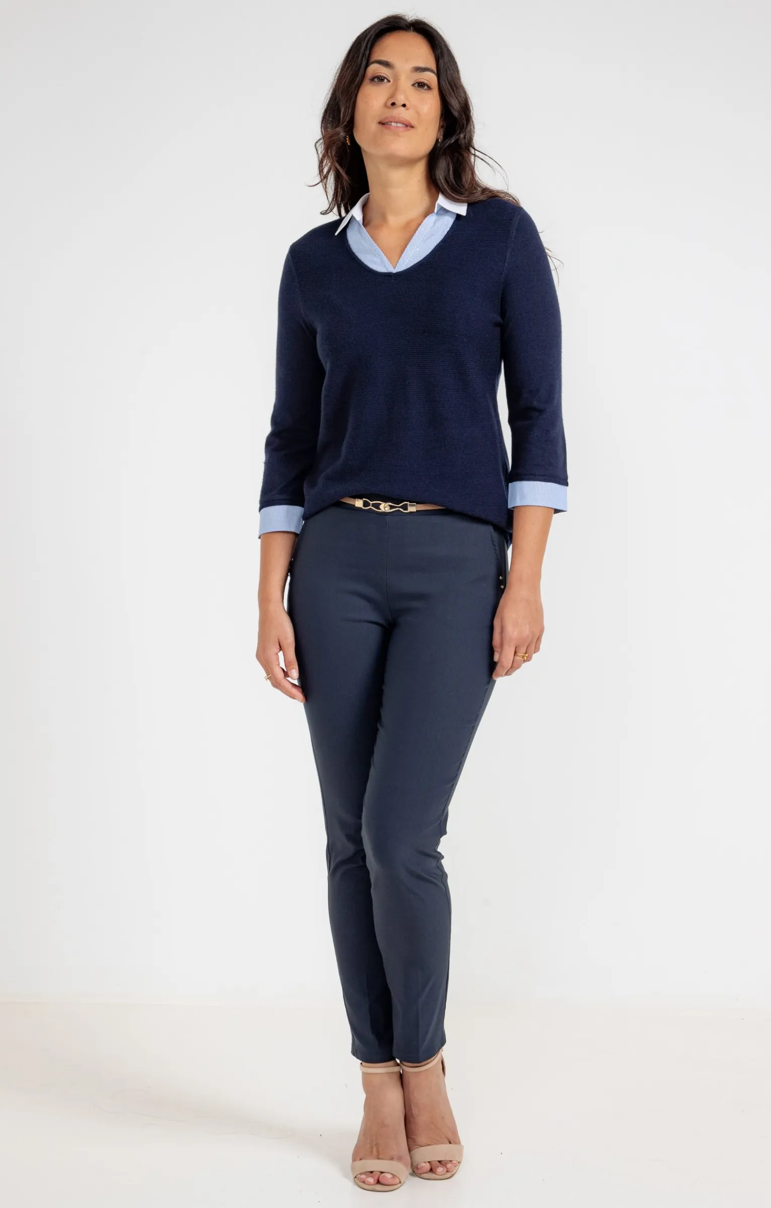 Pulls & Cardigans<Armand Thiery Pull 2-en-1 bicolore avec strass - Marine