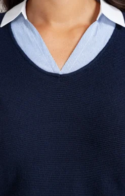 Pulls & Cardigans<Armand Thiery Pull 2-en-1 bicolore avec strass - Marine