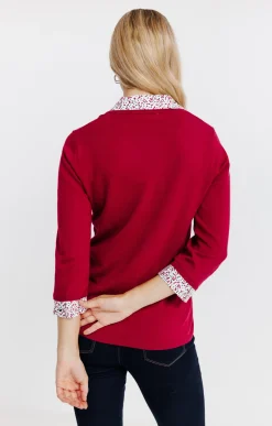 Pulls & Cardigans<Armand Thiery Pull 2-en-1 col chemise - Bordeaux