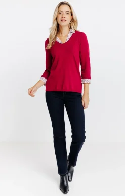 Pulls & Cardigans<Armand Thiery Pull 2-en-1 col chemise - Bordeaux
