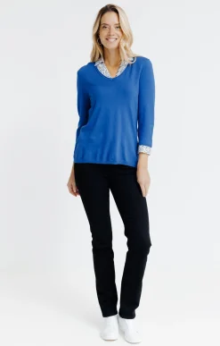 Pulls & Cardigans<Armand Thiery Pull 2-en-1 col chemise - Bleudur