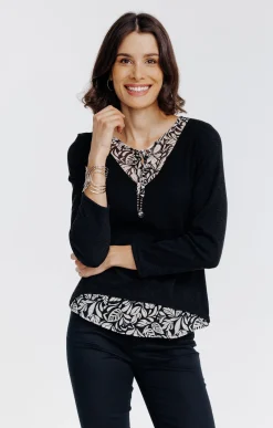 Pulls & Cardigans<Armand Thiery Pull 2-en-1 pampilles et perles - Noir