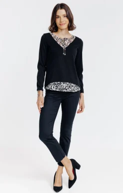 Pulls & Cardigans<Armand Thiery Pull 2-en-1 pampilles et perles - Noir
