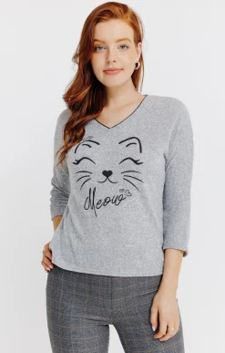 Pulls & Cardigans<Armand Thiery Pull imprimé chat - Grisclair