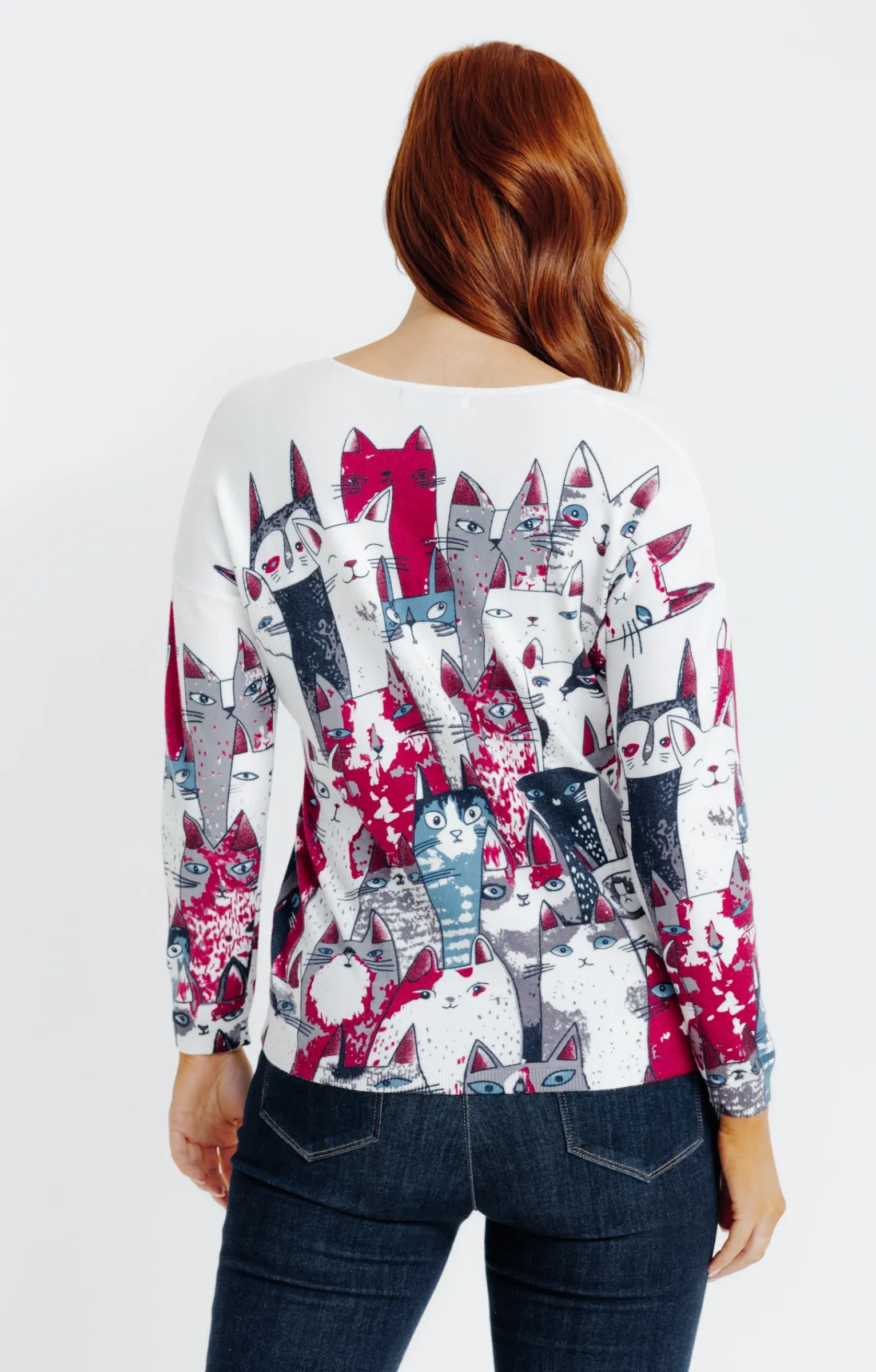 Pulls & Cardigans<Armand Thiery Pull imprimé chat - Framboise