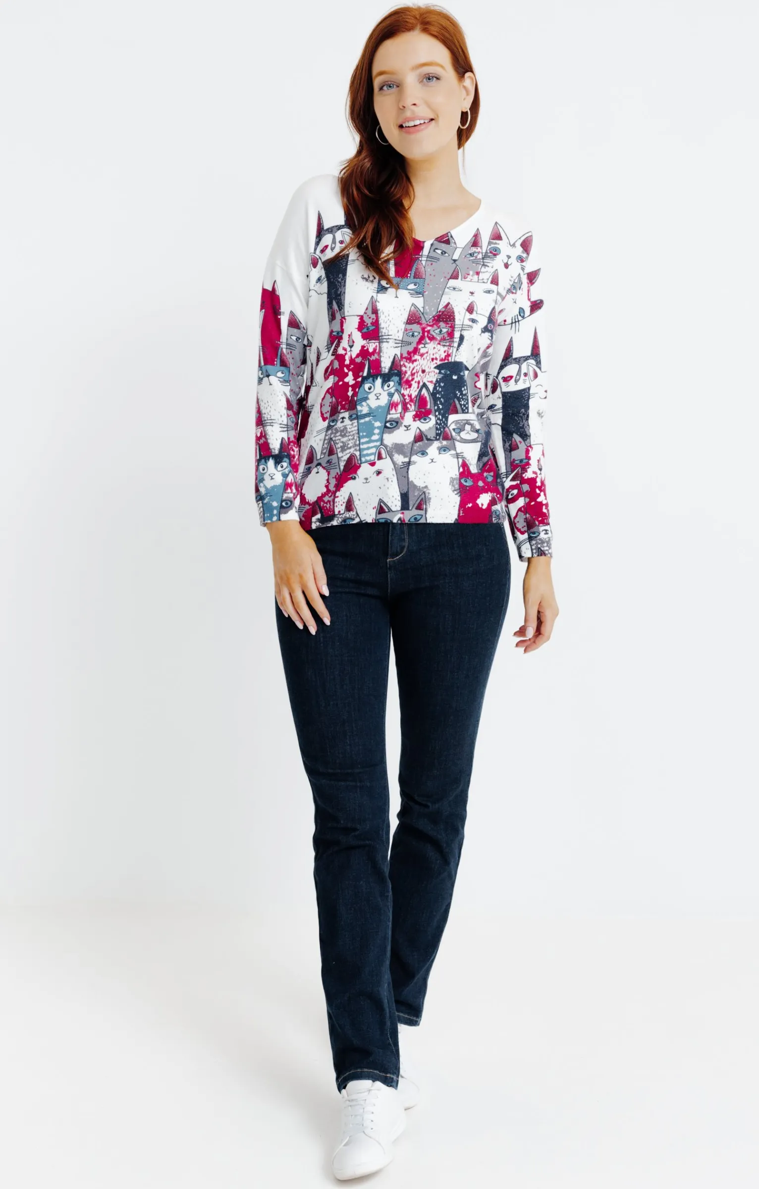 Pulls & Cardigans<Armand Thiery Pull imprimé chat - Framboise