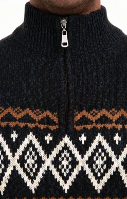 Pulls & Gilets<Armand Thiery Pull jacquard col montant - Marine