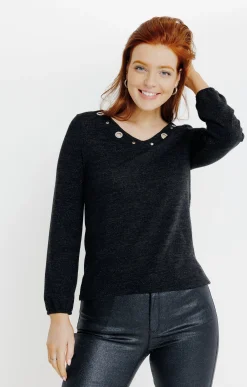 Pulls & Cardigans<Armand Thiery PULL MAILLE BRILLANTE - Noir