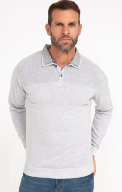 Pulls & Gilets<Armand Thiery Pull uni col polo - Grisclair