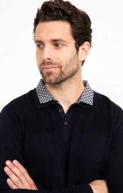 Pulls & Gilets<Armand Thiery Pull uni col polo - Marine