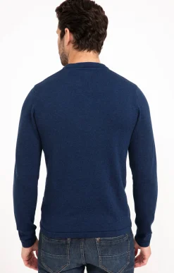 Pulls & Gilets<Armand Thiery Pull uni col tunisien - Bleudur
