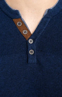 Pulls & Gilets<Armand Thiery Pull uni col tunisien - Bleudur