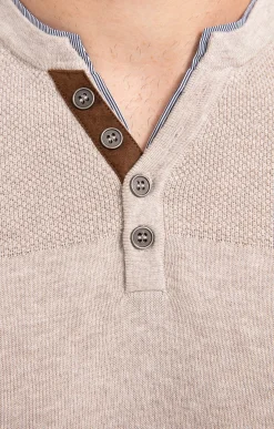Pulls & Gilets<Armand Thiery Pull uni col tunisien - Beige
