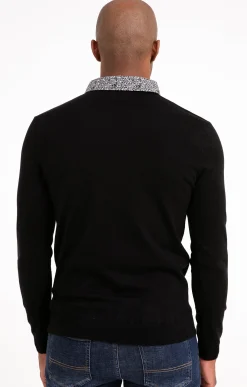 Pulls & Gilets<Armand Thiery Pull uni col V avec chemise - Noir