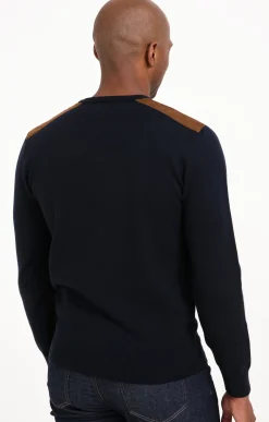 Pulls & Gilets<Armand Thiery Pull uni empiècement suèdine - Marine