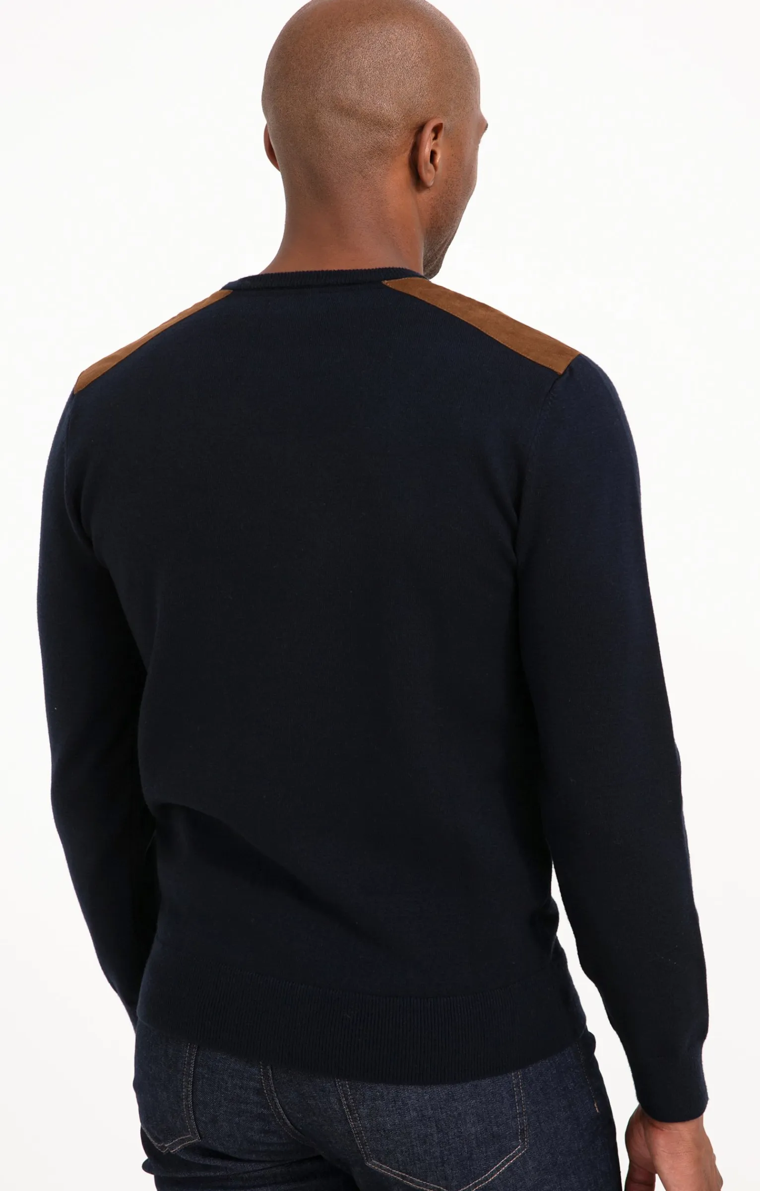 Pulls & Gilets<Armand Thiery Pull uni empiècement suèdine - Marine