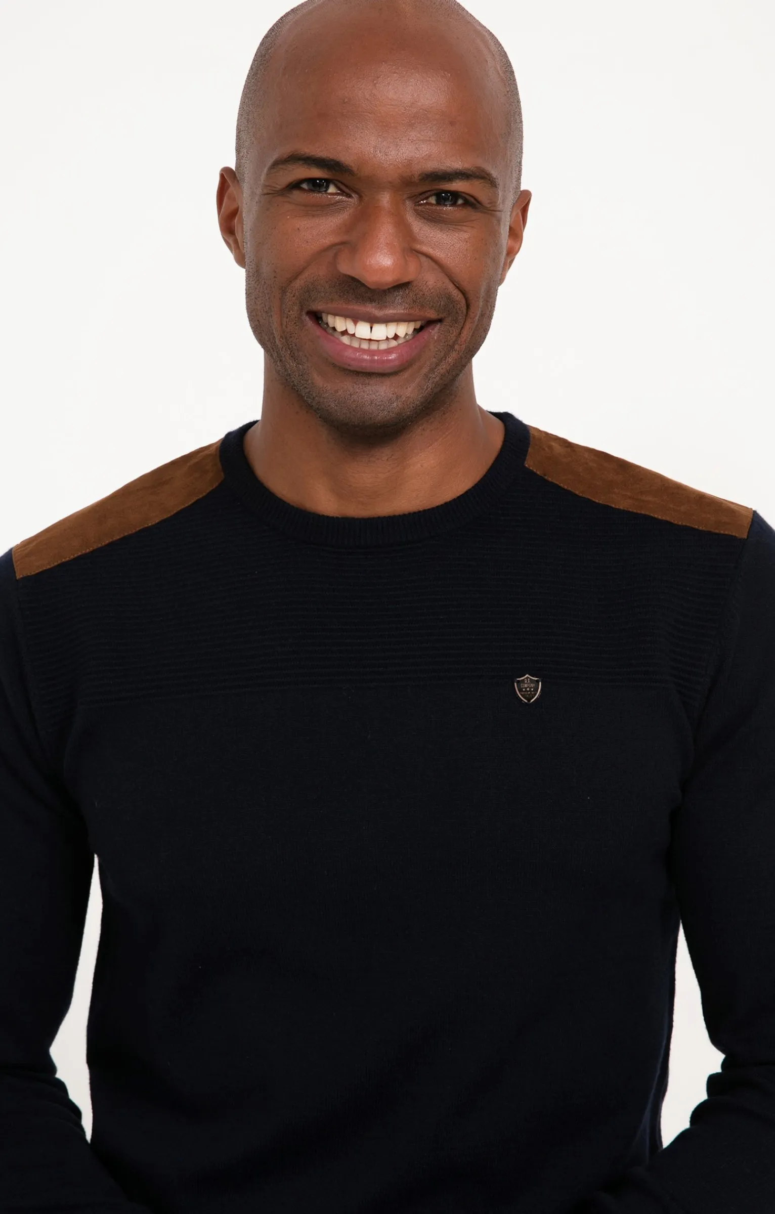 Pulls & Gilets<Armand Thiery Pull uni empiècement suèdine - Marine