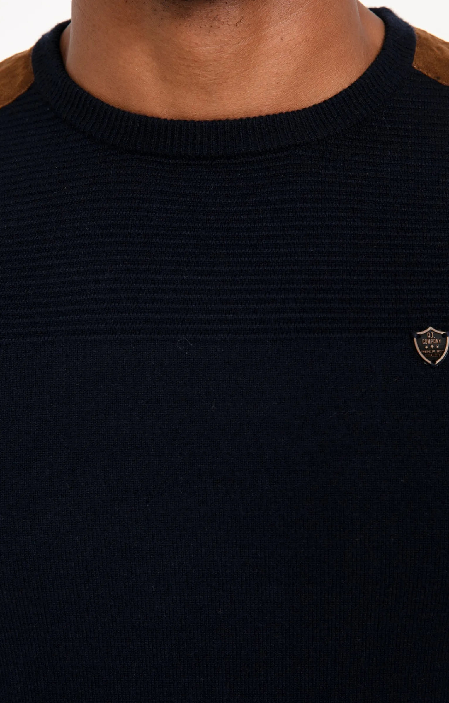 Pulls & Gilets<Armand Thiery Pull uni empiècement suèdine - Marine
