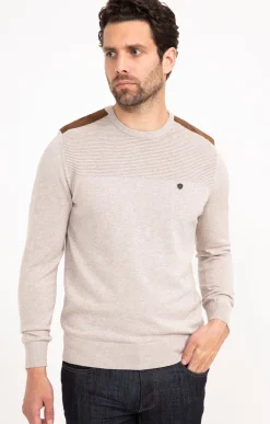 Pulls & Gilets<Armand Thiery Pull uni empiècement suèdine - Beige