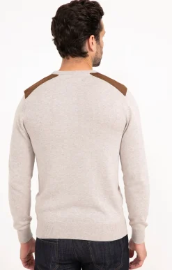 Pulls & Gilets<Armand Thiery Pull uni empiècement suèdine - Beige