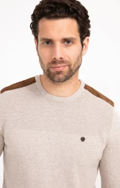 Pulls & Gilets<Armand Thiery Pull uni empiècement suèdine - Beige